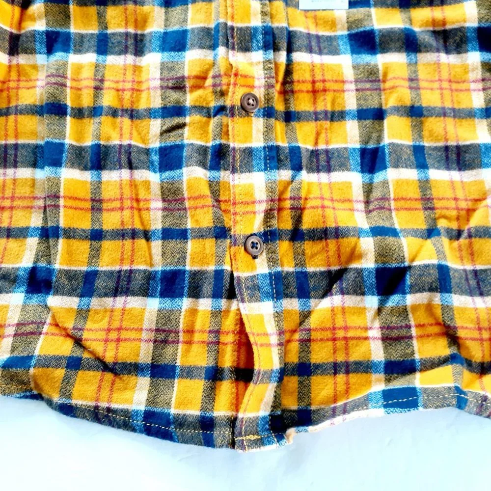 Sonoma Boys Shirt Flannel Yellow Plaid Button Down Size 10 New